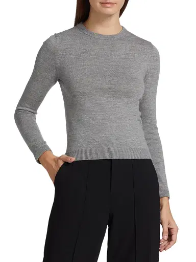 ALICE + OLIVIA Women's Porla Collared Sweater - Medium Heather Grey | Thumbnail 6 ALICE + OLIVIA Women's Porla Collared Sweater - Medium Heather Grey | Thumbnail 6