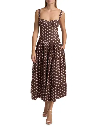 Cara Cara Women's Santiago Cotton Midi-Dress - Joelle Dot Brown | Thumbnail 2 Cara Cara Women's Santiago Cotton Midi-Dress - Joelle Dot Brown | Thumbnail 2