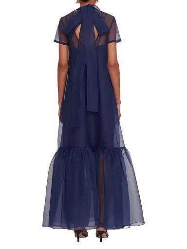 Staud Women's Calluna Bow-Back Organza Gown - Navy - Size Small | Thumbnail 5 Staud Women's Calluna Bow-Back Organza Gown - Navy - Size Small | Thumbnail 5