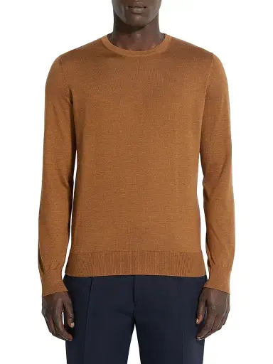 ZEGNA Men's Cashseta Crewneck - Foliage Melange | Thumbnail 2 ZEGNA Men's Cashseta Crewneck - Foliage Melange | Thumbnail 2