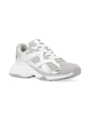 MICHAEL Michael Kors Women's Leo Leather Trainer Sneakers - Silver | Thumbnail 2 MICHAEL Michael Kors Women's Leo Leather Trainer Sneakers - Silver | Thumbnail 2