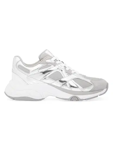 MICHAEL Michael Kors Women's Leo Leather Trainer Sneakers - Silver | Thumbnail 1 MICHAEL Michael Kors Women's Leo Leather Trainer Sneakers - Silver | Thumbnail 1