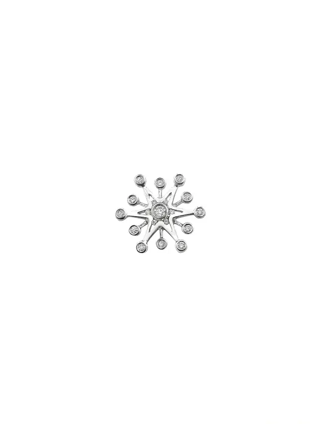 Women's Snowflake 14K-White-Gold & Diamond Stud Earring - White Gold Women's Snowflake 14K-White-Gold & Diamond Stud Earring - White Gold