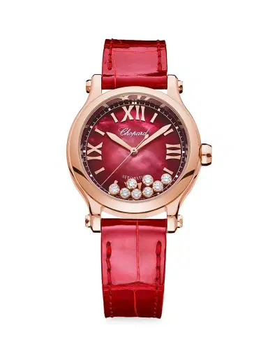 Chopard Women's Happy Sport 18K Rose Gold, Diamond & Alligator Strap Watch - Red | Thumbnail 1 Chopard Women's Happy Sport 18K Rose Gold, Diamond & Alligator Strap Watch - Red | Thumbnail 1