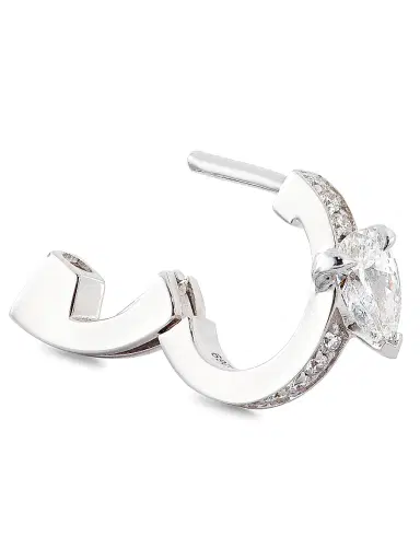 Repossi Women's Harvest 18K White Gold & Diamond Single Hoop Earring - White Gold | Thumbnail 3 Repossi Women's Harvest 18K White Gold & Diamond Single Hoop Earring - White Gold | Thumbnail 3