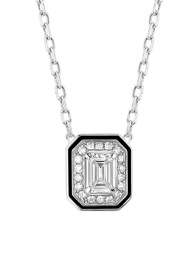 Women's Vendôme Liseré 18K White Gold, 0.41 TCW Diamond & Lacquer Pendant Necklace - Diamond Women's Vendôme Liseré 18K White Gold, 0.41 TCW Diamond & Lacquer Pendant Necklace - Diamond