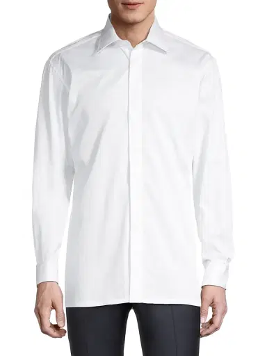 Charvet Men's Hidden Placket Formal Shirt - White | Thumbnail 3 Charvet Men's Hidden Placket Formal Shirt - White | Thumbnail 3