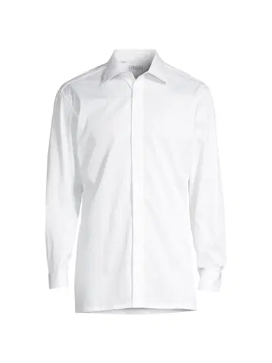 Charvet Men's Hidden Placket Formal Shirt - White | Thumbnail 1 Charvet Men's Hidden Placket Formal Shirt - White | Thumbnail 1