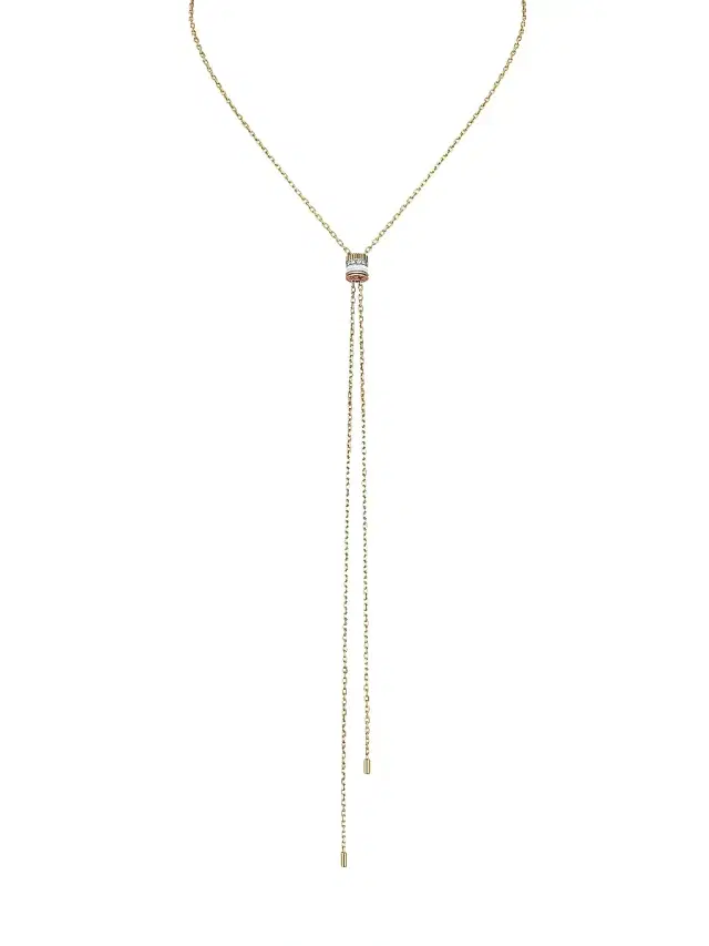 Women's Quatre Classique White Edition 18K Tri-Tone Gold, White Ceramic & Diamond Pendant Mini Bolo Necklace - Gold Women's Quatre Classique White Edition 18K Tri-Tone Gold, White Ceramic & Diamond Pendant Mini Bolo Necklace - Gold