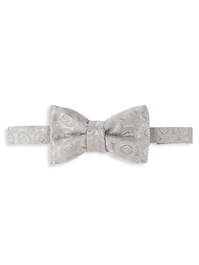 Men's Silk Tonal Bow Tie - Silver Men's Silk Tonal Bow Tie - Silver