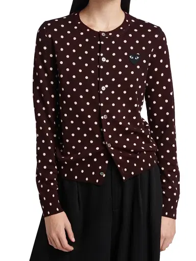 Comme des Garçons PLAY Women's Heart Polka Dot Cardigan - Burgundy - Size XS | Thumbnail 3 Comme des Garçons PLAY Women's Heart Polka Dot Cardigan - Burgundy - Size XS | Thumbnail 3