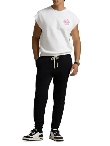 Polo Ralph Lauren Men's Unisex Pink Pony Sleeveless Fleece Sweatshirt - Ceramic White | Thumbnail 2 Polo Ralph Lauren Men's Unisex Pink Pony Sleeveless Fleece Sweatshirt - Ceramic White | Thumbnail 2