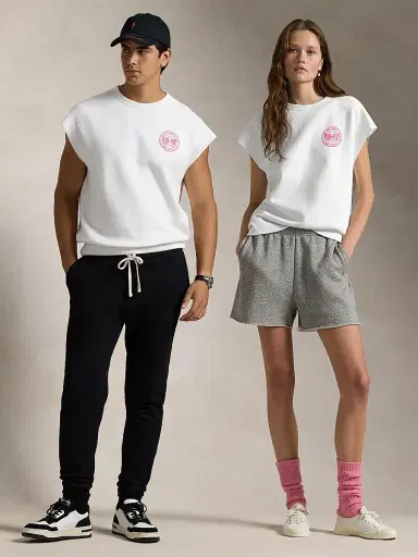 Polo Ralph Lauren Men's Unisex Pink Pony Sleeveless Fleece Sweatshirt - Ceramic White | Thumbnail 5 Polo Ralph Lauren Men's Unisex Pink Pony Sleeveless Fleece Sweatshirt - Ceramic White | Thumbnail 5