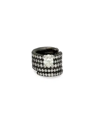 Repossi Women's Blast 18K Black Gold & Diamond Pavé Stacked Single Ear Cuff - Black | Thumbnail 1 Repossi Women's Blast 18K Black Gold & Diamond Pavé Stacked Single Ear Cuff - Black | Thumbnail 1