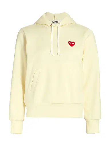 Comme des Garçons PLAY Women's Play Hooded Sweatshirt - Ivory - Size XL | Thumbnail 1 Comme des Garçons PLAY Women's Play Hooded Sweatshirt - Ivory - Size XL | Thumbnail 1