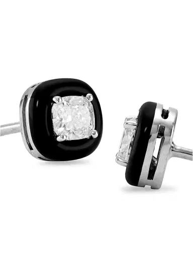 Nikos Koulis Women's Oui 18K White Gold, Black Enamel & Diamond Stud Earrings | Thumbnail 4 Nikos Koulis Women's Oui 18K White Gold, Black Enamel & Diamond Stud Earrings | Thumbnail 4