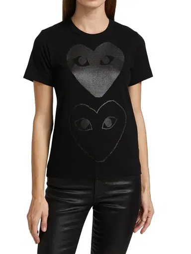 Comme des Garçons PLAY Women's Double Heart Graphic T-Shirt - Black - Size Medium | Thumbnail 2 Comme des Garçons PLAY Women's Double Heart Graphic T-Shirt - Black - Size Medium | Thumbnail 2