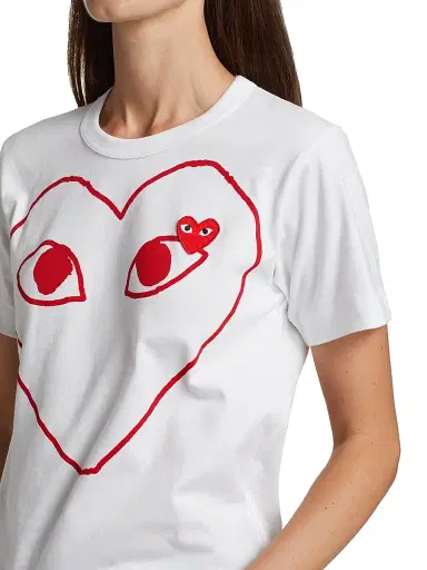 Comme des Garçons PLAY Women's Large Heart Graphic T-Shirt - White - Size Large | Thumbnail 5 Comme des Garçons PLAY Women's Large Heart Graphic T-Shirt - White - Size Large | Thumbnail 5