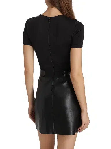 ALICE + OLIVIA Women's Chara Faux Leather Pleated Minidress - Black | Thumbnail 5 ALICE + OLIVIA Women's Chara Faux Leather Pleated Minidress - Black | Thumbnail 5