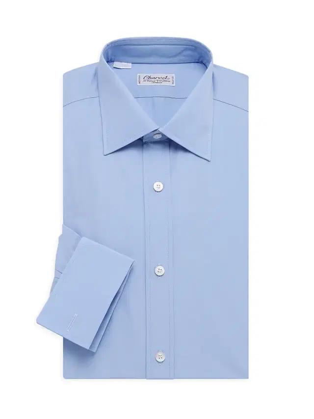 Men's Solid Poplin Dress Shirt - Light Blue Men's Solid Poplin Dress Shirt - Light Blue
