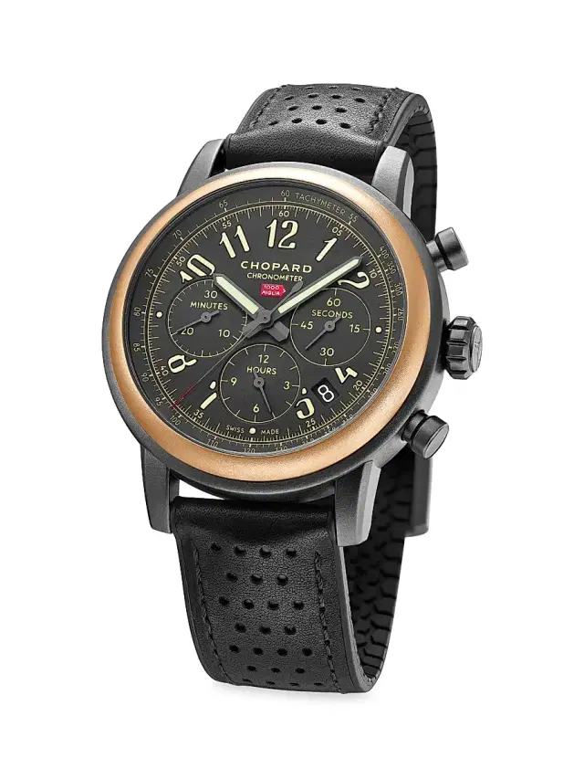 Men's Mille Miglia Limited Edition 18K Rose Gold, Stainless Steel & Leather Strap Chronograph Watch - Black Men's Mille Miglia Limited Edition 18K Rose Gold, Stainless Steel & Leather Strap Chronograph Watch - Black