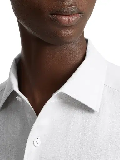 Zegna Men's Linen Shirt - White - Size XL | Thumbnail 5 Zegna Men's Linen Shirt - White - Size XL | Thumbnail 5