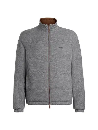 ZEGNA Men's Technical Fabric Reversible Brezza Blouson - Foliage Grey | Thumbnail 2 ZEGNA Men's Technical Fabric Reversible Brezza Blouson - Foliage Grey | Thumbnail 2
