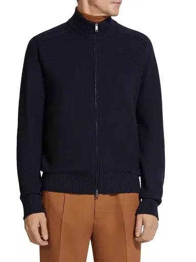 Zegna Men's Cashseta Full Zip Cardigan - Navy Blue - Size 46 | Thumbnail 2 Zegna Men's Cashseta Full Zip Cardigan - Navy Blue - Size 46 | Thumbnail 2
