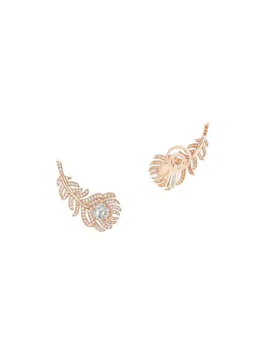 Boucheron Women's Plume De Paon 18K Pink Gold & 0.23 TCW Diamond Earrings | Thumbnail 3 Boucheron Women's Plume De Paon 18K Pink Gold & 0.23 TCW Diamond Earrings | Thumbnail 3