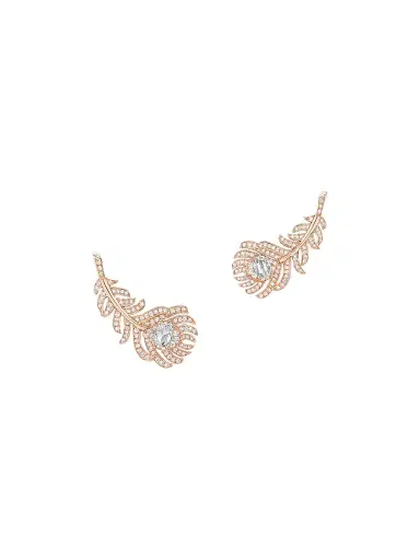 Boucheron Women's Plume De Paon 18K Pink Gold & 0.23 TCW Diamond Earrings | Thumbnail 1 Boucheron Women's Plume De Paon 18K Pink Gold & 0.23 TCW Diamond Earrings | Thumbnail 1