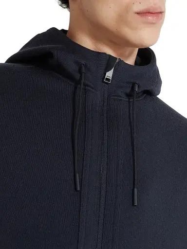 Zegna Men's High Performance Wool Blend Hoodie - Navy Blue - Size Small | Thumbnail 4 Zegna Men's High Performance Wool Blend Hoodie - Navy Blue - Size Small | Thumbnail 4