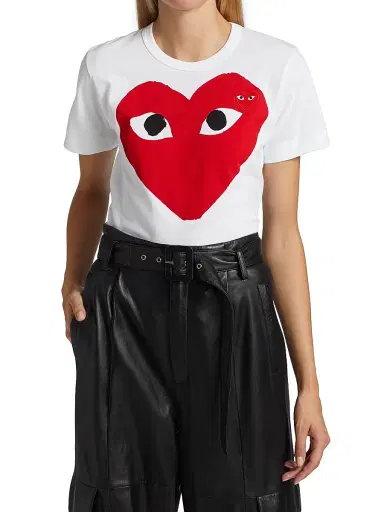 Comme des Garçons PLAY Women's Large Heart Cotton T-Shirt - White - Size Medium | Thumbnail 3 Comme des Garçons PLAY Women's Large Heart Cotton T-Shirt - White - Size Medium | Thumbnail 3
