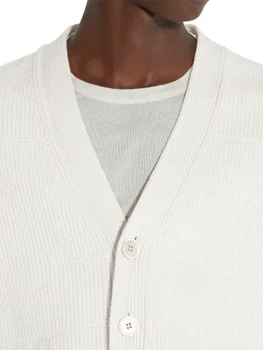 ZEGNA Men's Cashmere and Cotton Cardigan - White | Thumbnail 4 ZEGNA Men's Cashmere and Cotton Cardigan - White | Thumbnail 4