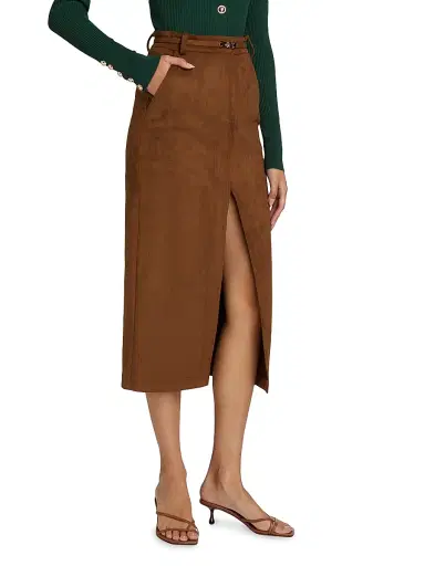 Generation Love Women's Medina Belted Faux-Suede Skirt - Caramel | Thumbnail 4 Generation Love Women's Medina Belted Faux-Suede Skirt - Caramel | Thumbnail 4