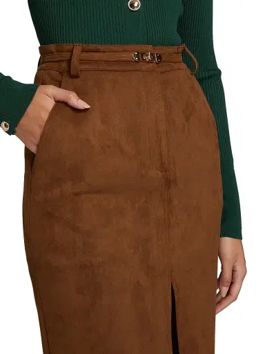 Generation Love Women's Medina Belted Faux-Suede Skirt - Caramel | Thumbnail 6 Generation Love Women's Medina Belted Faux-Suede Skirt - Caramel | Thumbnail 6
