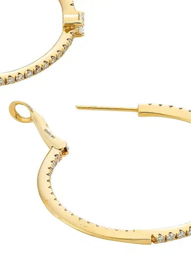 Stephanie Gottlieb Women's 14K Yellow Gold & 2.1 TCW Diamond Inside-Out Hoop Earrings - Yellow Gold | Thumbnail 3 Stephanie Gottlieb Women's 14K Yellow Gold & 2.1 TCW Diamond Inside-Out Hoop Earrings - Yellow Gold | Thumbnail 3