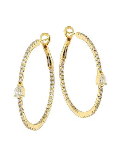 Stephanie Gottlieb Women's 14K Yellow Gold & 2.1 TCW Diamond Inside-Out Hoop Earrings - Yellow Gold | Thumbnail 1 Stephanie Gottlieb Women's 14K Yellow Gold & 2.1 TCW Diamond Inside-Out Hoop Earrings - Yellow Gold | Thumbnail 1