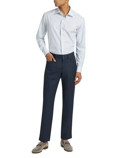 Saks Fifth Avenue Men's COLLECTION Grid Button-Front Shirt - Sea | Thumbnail 2 Saks Fifth Avenue Men's COLLECTION Grid Button-Front Shirt - Sea | Thumbnail 2
