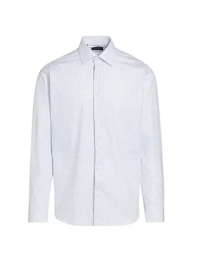 Saks Fifth Avenue Men's COLLECTION Grid Button-Front Shirt - Sea | Thumbnail 1 Saks Fifth Avenue Men's COLLECTION Grid Button-Front Shirt - Sea | Thumbnail 1