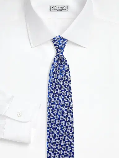 Charvet Men's Shaded Diagonal Stripe Silk Jacquard Tie - Royal White | Thumbnail 2 Charvet Men's Shaded Diagonal Stripe Silk Jacquard Tie - Royal White | Thumbnail 2