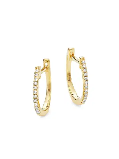 Saks Fifth Avenue Collection Women's 14K Yellow Gold & 0.08 TCW Diamond Huggie Earrings - Yellow | Thumbnail 1 Saks Fifth Avenue Collection Women's 14K Yellow Gold & 0.08 TCW Diamond Huggie Earrings - Yellow | Thumbnail 1
