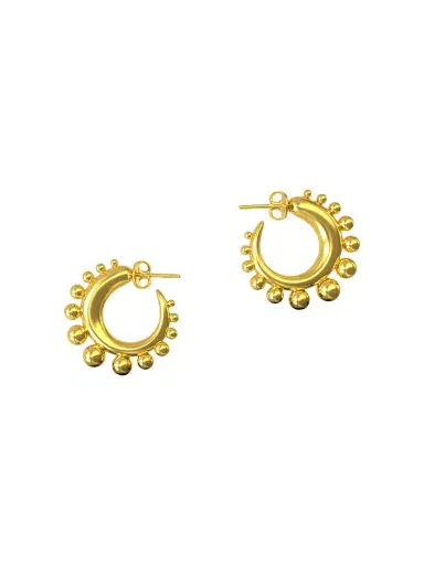 Khiry Women's Khartoum Tiny 18K Gold Vermeil EmbellishedHoops - Polished Gold Vermeil | Thumbnail 2 Khiry Women's Khartoum Tiny 18K Gold Vermeil EmbellishedHoops - Polished Gold Vermeil | Thumbnail 2