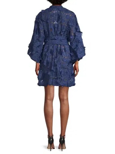 La Vie Style House Women's 3D Lace Mini Wrap Dress - Navy | Thumbnail 5 La Vie Style House Women's 3D Lace Mini Wrap Dress - Navy | Thumbnail 5