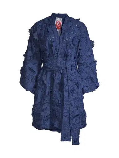 La Vie Style House Women's 3D Lace Mini Wrap Dress - Navy | Thumbnail 1 La Vie Style House Women's 3D Lace Mini Wrap Dress - Navy | Thumbnail 1