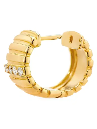 Nina Gilin Women's 14K Yellow Gold & 0.24 TCW Diamond Huggie Hoop Earrings - Yellow Gold | Thumbnail 3 Nina Gilin Women's 14K Yellow Gold & 0.24 TCW Diamond Huggie Hoop Earrings - Yellow Gold | Thumbnail 3
