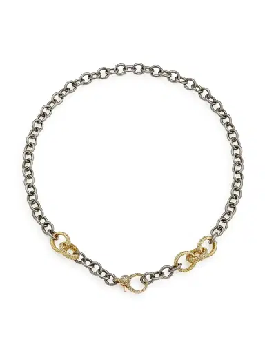 Nina Gilin Women's Black-Rhodium-Plated Silver, 14K Yellow Gold & 3.16 TCW Diamond Chain Necklace - Grey | Thumbnail 1 Nina Gilin Women's Black-Rhodium-Plated Silver, 14K Yellow Gold & 3.16 TCW Diamond Chain Necklace - Grey | Thumbnail 1