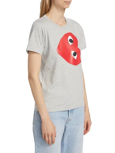 Comme des Garçons PLAY Women's Play Heart Logo T-Shirt - Grey - Size Medium | Thumbnail 3 Comme des Garçons PLAY Women's Play Heart Logo T-Shirt - Grey - Size Medium | Thumbnail 3