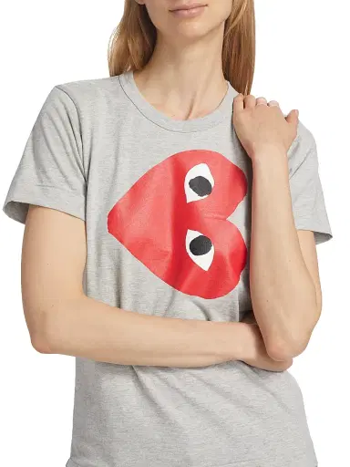 Comme des Garçons PLAY Women's Play Heart Logo T-Shirt - Grey - Size Medium | Thumbnail 5 Comme des Garçons PLAY Women's Play Heart Logo T-Shirt - Grey - Size Medium | Thumbnail 5
