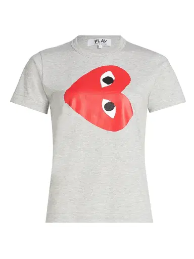 Comme des Garçons PLAY Women's Play Heart Logo T-Shirt - Grey - Size Medium | Thumbnail 1 Comme des Garçons PLAY Women's Play Heart Logo T-Shirt - Grey - Size Medium | Thumbnail 1