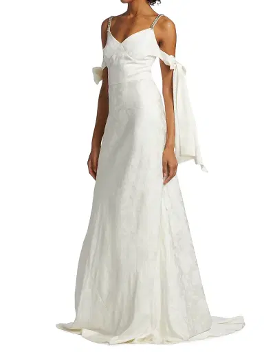 Markarian Women's Circe Floral Jacquard Arm Bow Gown | Thumbnail 4 Markarian Women's Circe Floral Jacquard Arm Bow Gown | Thumbnail 4